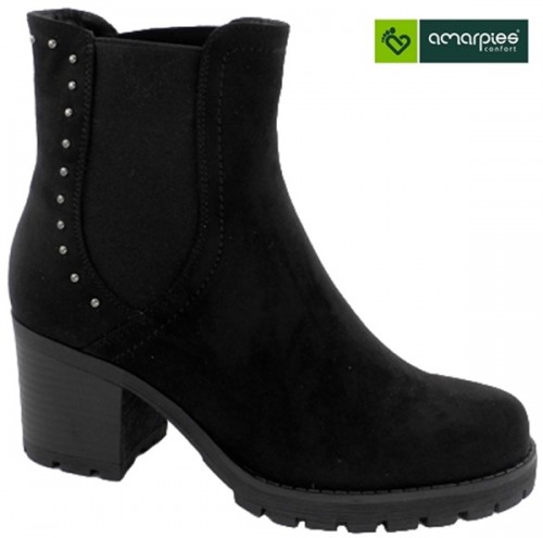 AMARPIES. WOMEN'S ANKLE BOOT WITH HEEL AND ELASTIC SIDES.