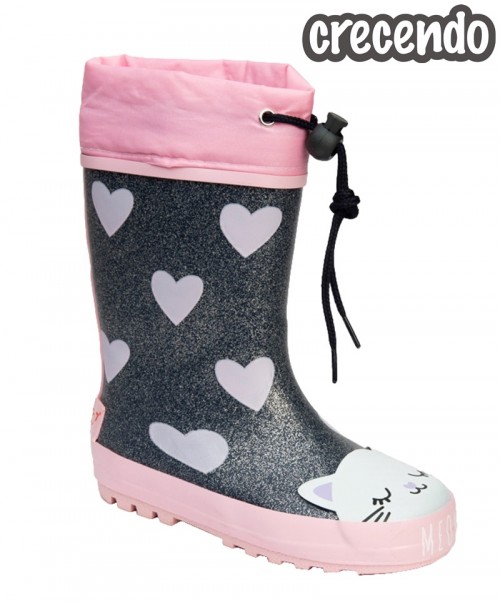 CRECENDO, Girl Rain Boots, Hearts Design.